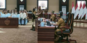 Eddy Raya Samsuri menyampaikan paparan kondisi aktual penerimaan daerah yang terkait dengan perusahaan perkebunan dan kehutanan